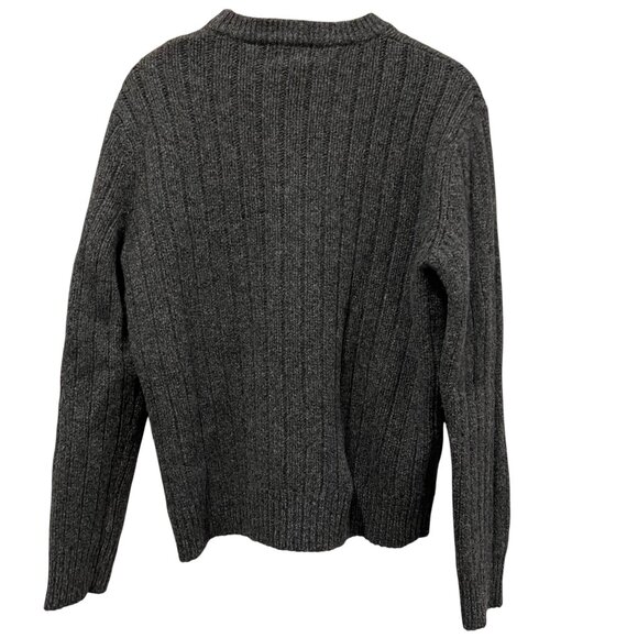 LL Bean Men's Rib Knit Wool Crew Sweater, Gray, M - Picture 2 of 9